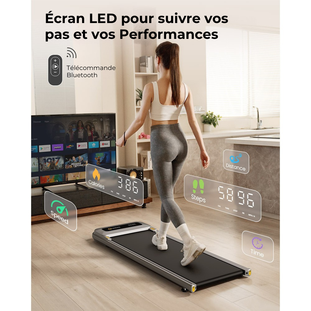Tapis de marche sous bureau, moteur 2,25 CV, écran LED, URESCULATOR U1