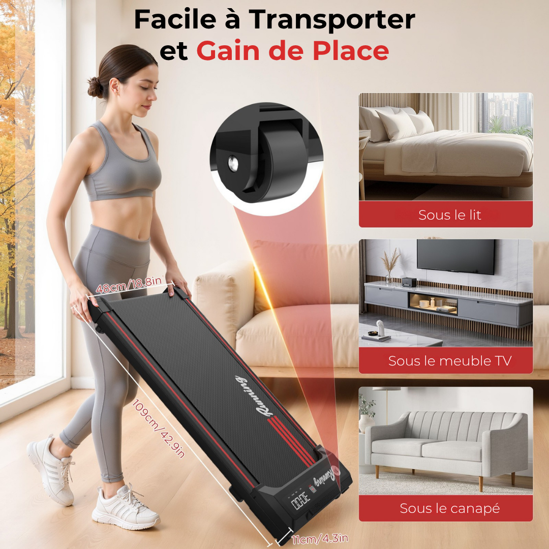 Tapis de marche électrique, télécommande et fonction musicale, écran LED, ceinture 37,5×90 cm