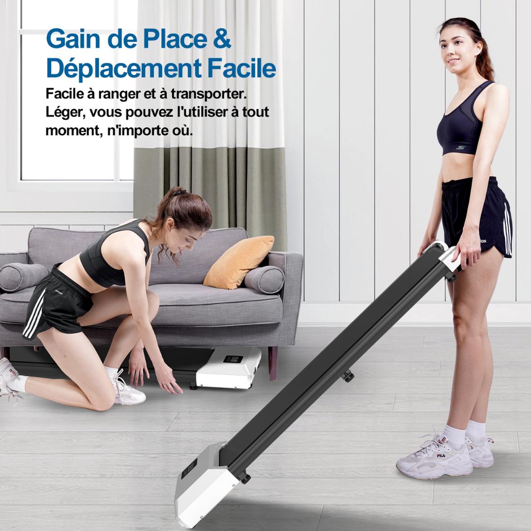 Tapis de marche 2-en-1, moteur 2,5 CV, silencieux avec télécommande, idéal bureau et maison