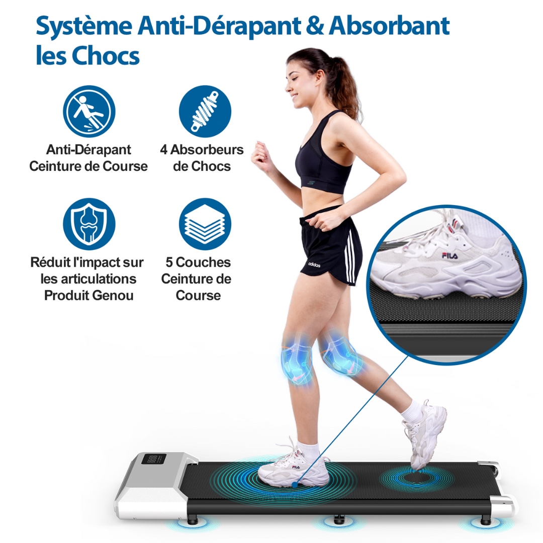 Tapis de marche 2-en-1, moteur 2,5 CV, silencieux avec télécommande, idéal bureau et maison