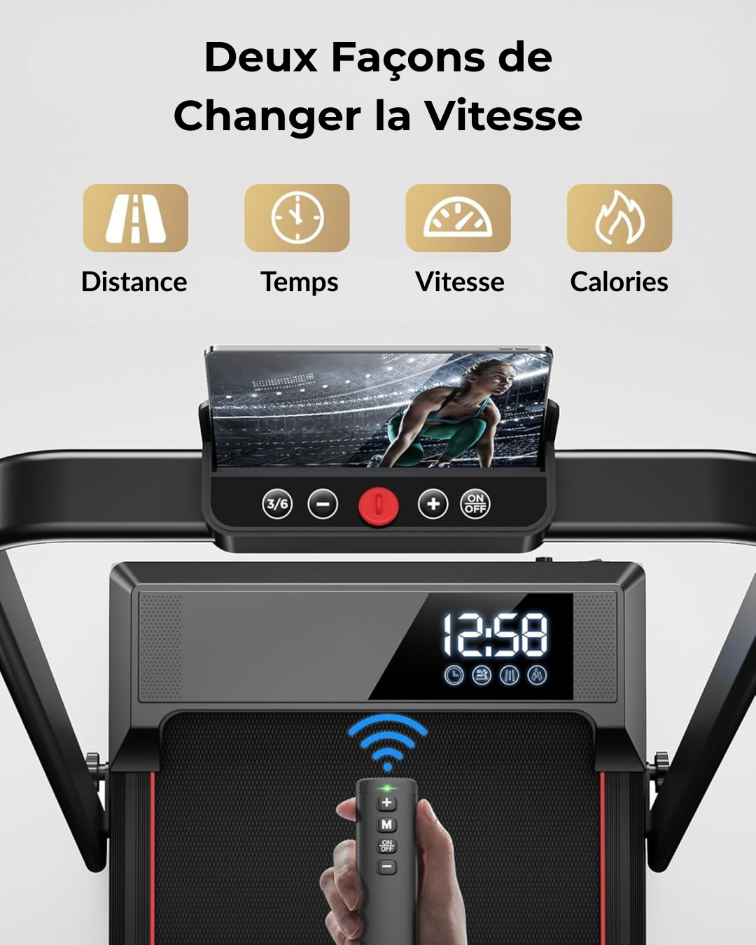 Tapis de course sous bureau, incliné et design diamant, écran LCD LED, UMAY