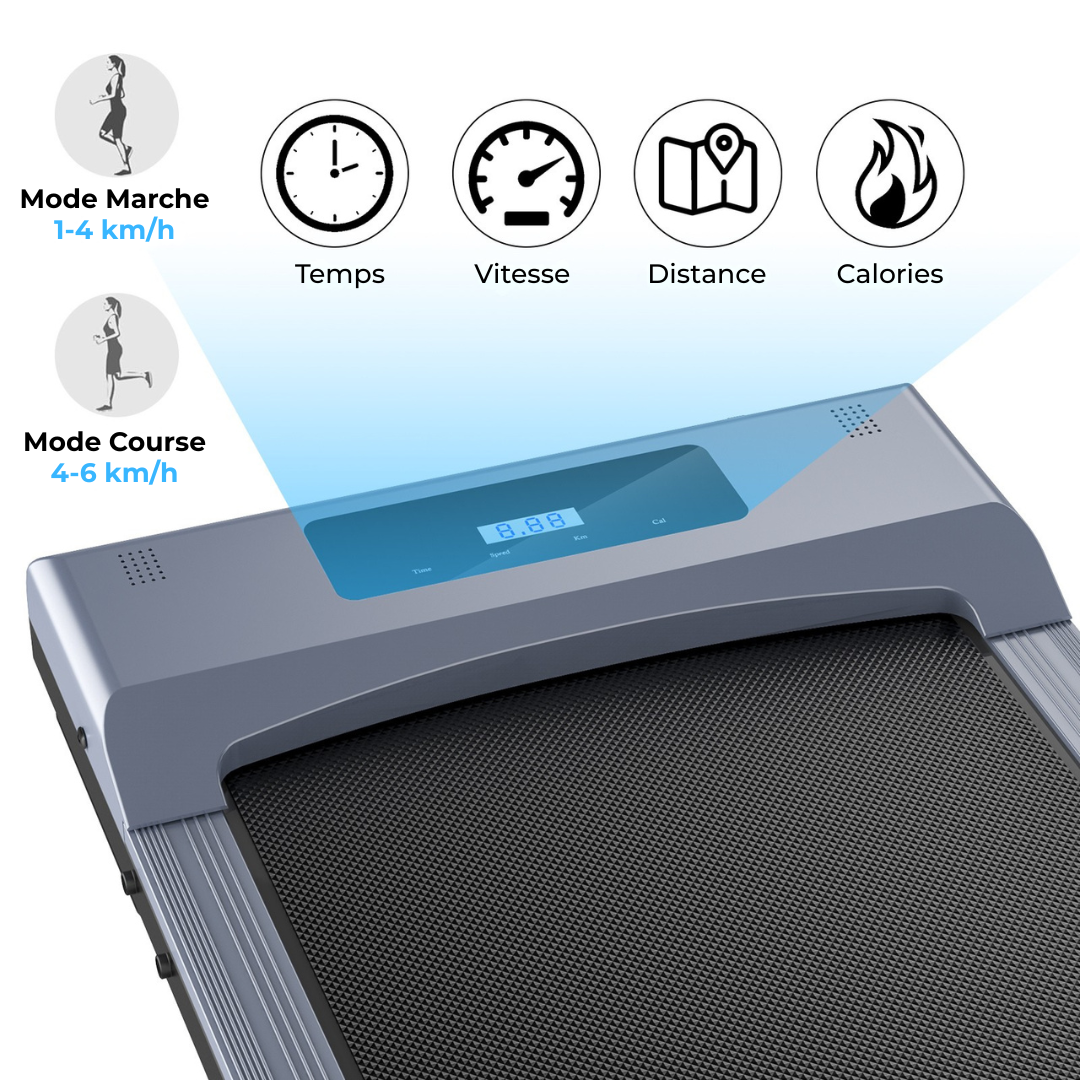 Tapis de marche électrique, vitesse 1–6 km/h, sans installation, idéal pour la maison