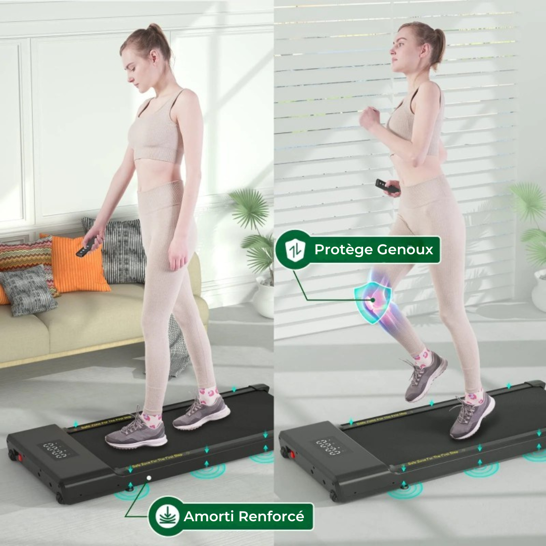 Tapis de marche silencieux, moteur 2,5 CV, télécommande incluse, idéal bureau et maison