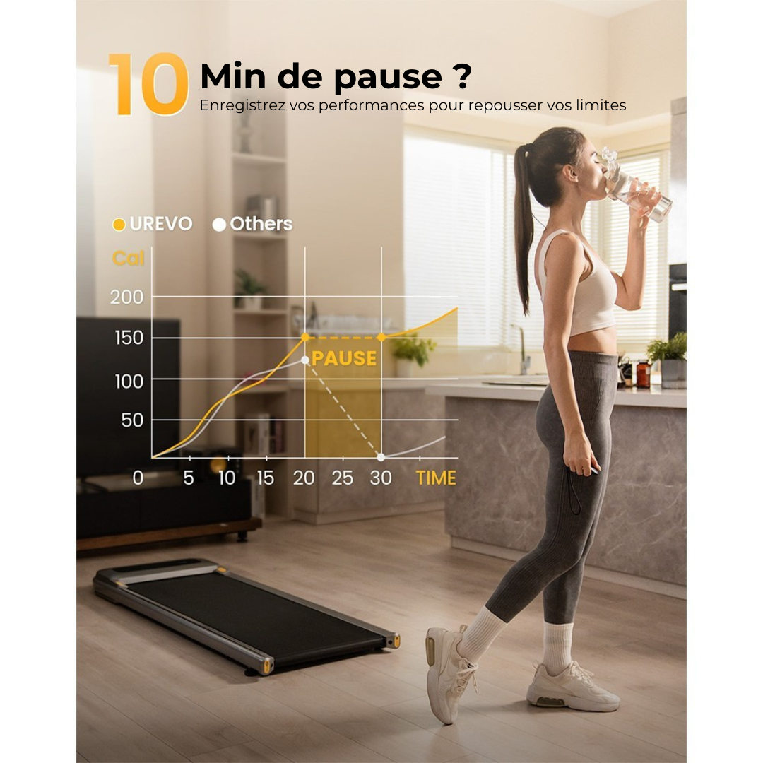 Tapis de marche sous bureau, moteur 2,25 CV, écran LED, URESCULATOR U1