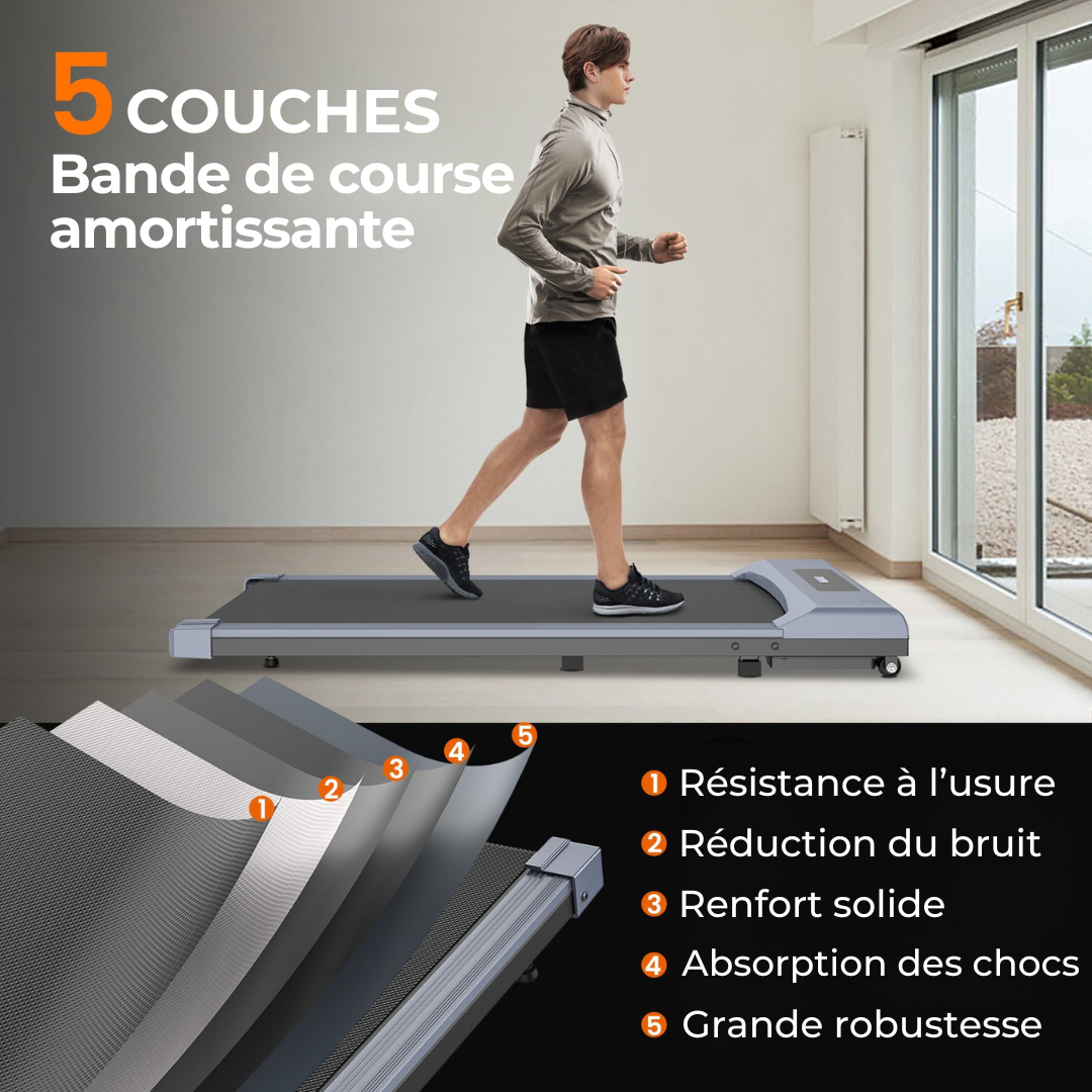 Tapis de marche électrique, vitesse 1–6 km/h, sans installation, idéal pour la maison