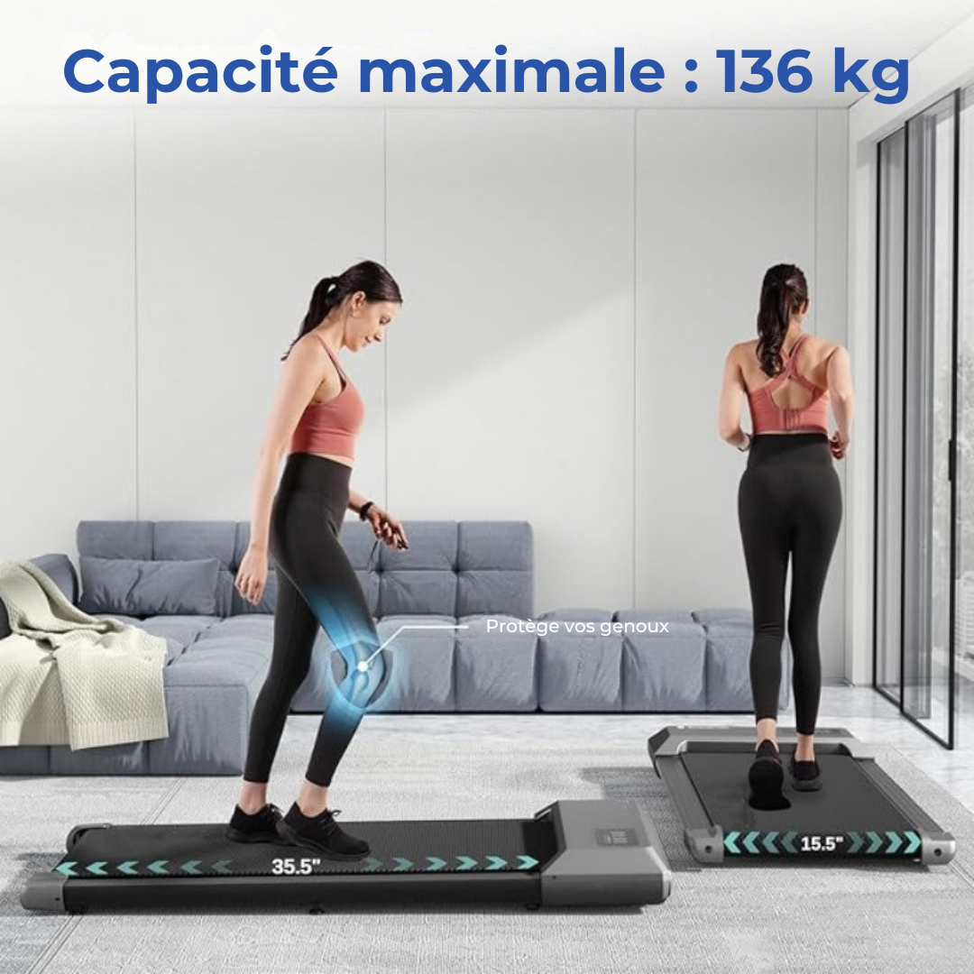 Tapis de marche 2-en-1, moteur 2,5 CV, affichage LCD, marche et course à domicile, capacité 136 kg