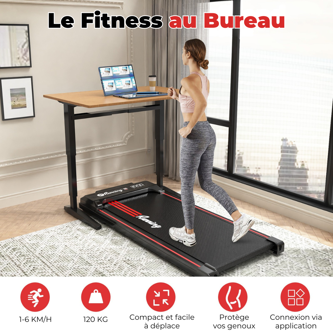 Tapis de marche électrique, télécommande et fonction musicale, écran LED, ceinture 37,5×90 cm