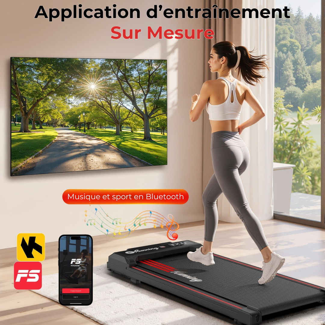 Tapis de marche électrique, télécommande et fonction musicale, écran LED, ceinture 37,5×90 cm