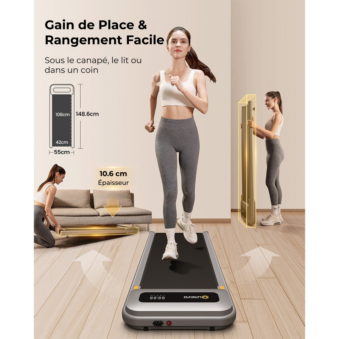 Tapis de marche sous bureau, moteur 2,25 CV, écran LED, URESCULATOR U1