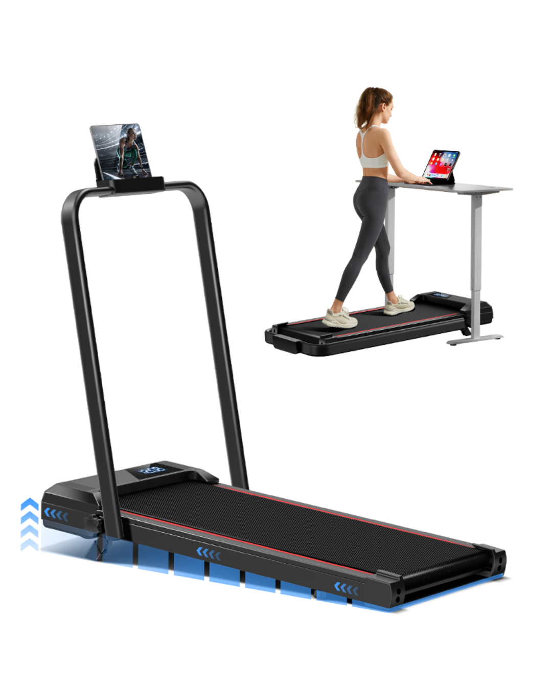 Tapis de course sous bureau, incliné et design diamant, écran LCD LED, UMAY