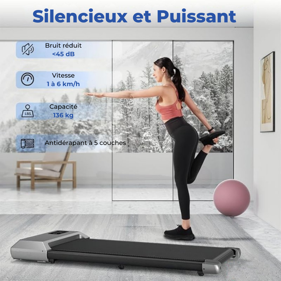 Tapis de marche 2-en-1, moteur 2,5 CV, affichage LCD, marche et course à domicile, capacité 136 kg